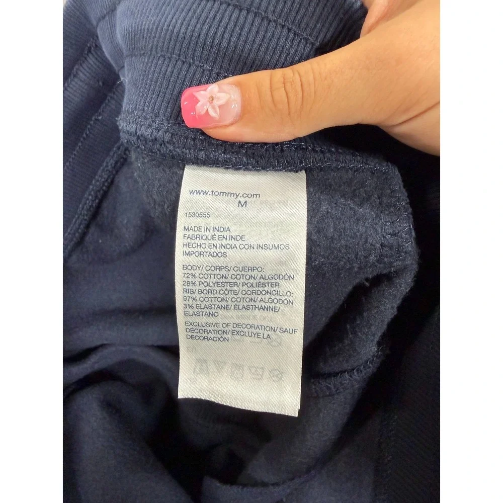 Tommy Hilfiger Mens Logo Jogger Sweatpants Navy Blue Fleece 78J4406/410 Medium